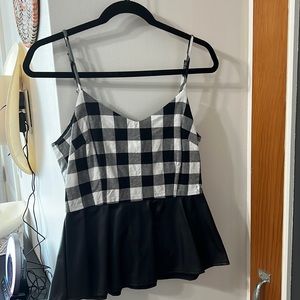 Faux Leather and Buffalo Plaid Peplum Tank